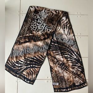 Oscar de la Renta Animal Print Silk Scarf - Brown and Black